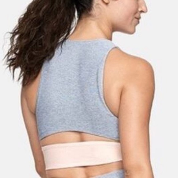 Outdoor Voices Slashback Crop Top Small Sports Bra Lake Dove Rose Colorblock - Picture 4 of 10